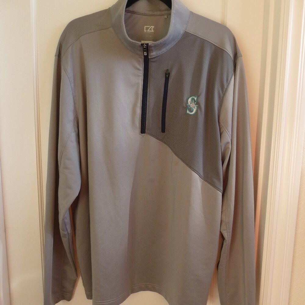 Seattle Mariners Cutter & Buck Stretch Mens Quarter Zip Size XL MCK09265